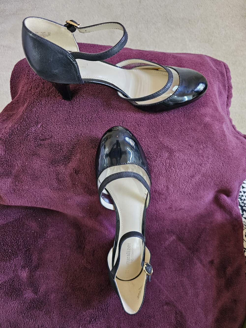 Naturalizer Black Patent Mary Jane Heels with Ankle Strap